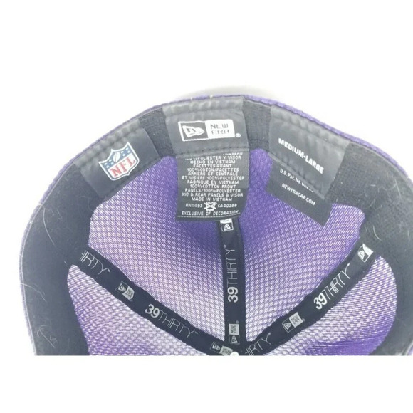 Minnesota Vikings New Era 39Thirty Flex Fitted Mesh Back Solid Purple Hat M/L - Picture 7 of 7